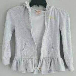 Girls Juicy Couture Light Gray Hoodie with Ruffle Hem